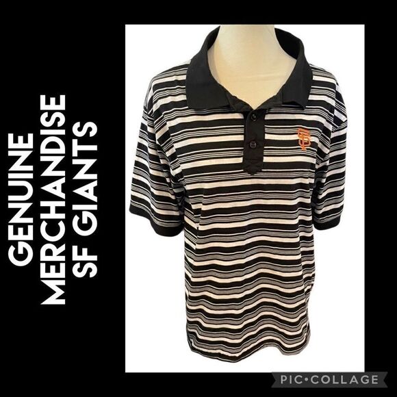 Genuine Merchandise True Fan Black&White Striped Half Button Down Short Sleeve S - Picture 1 of 10